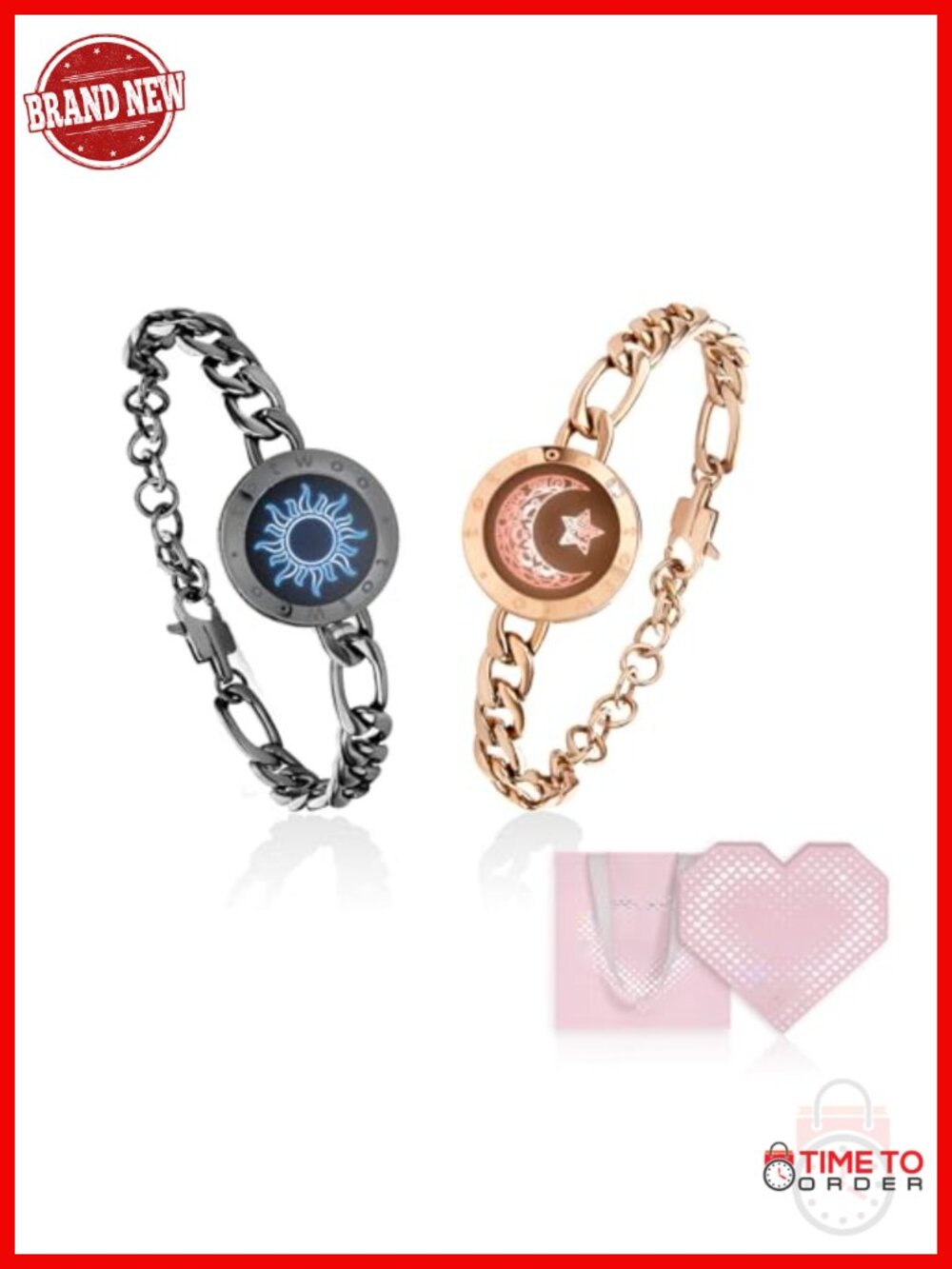 Long Distance Touch Bracelets for Couples, Smart Light & Vibration Love Jewelry